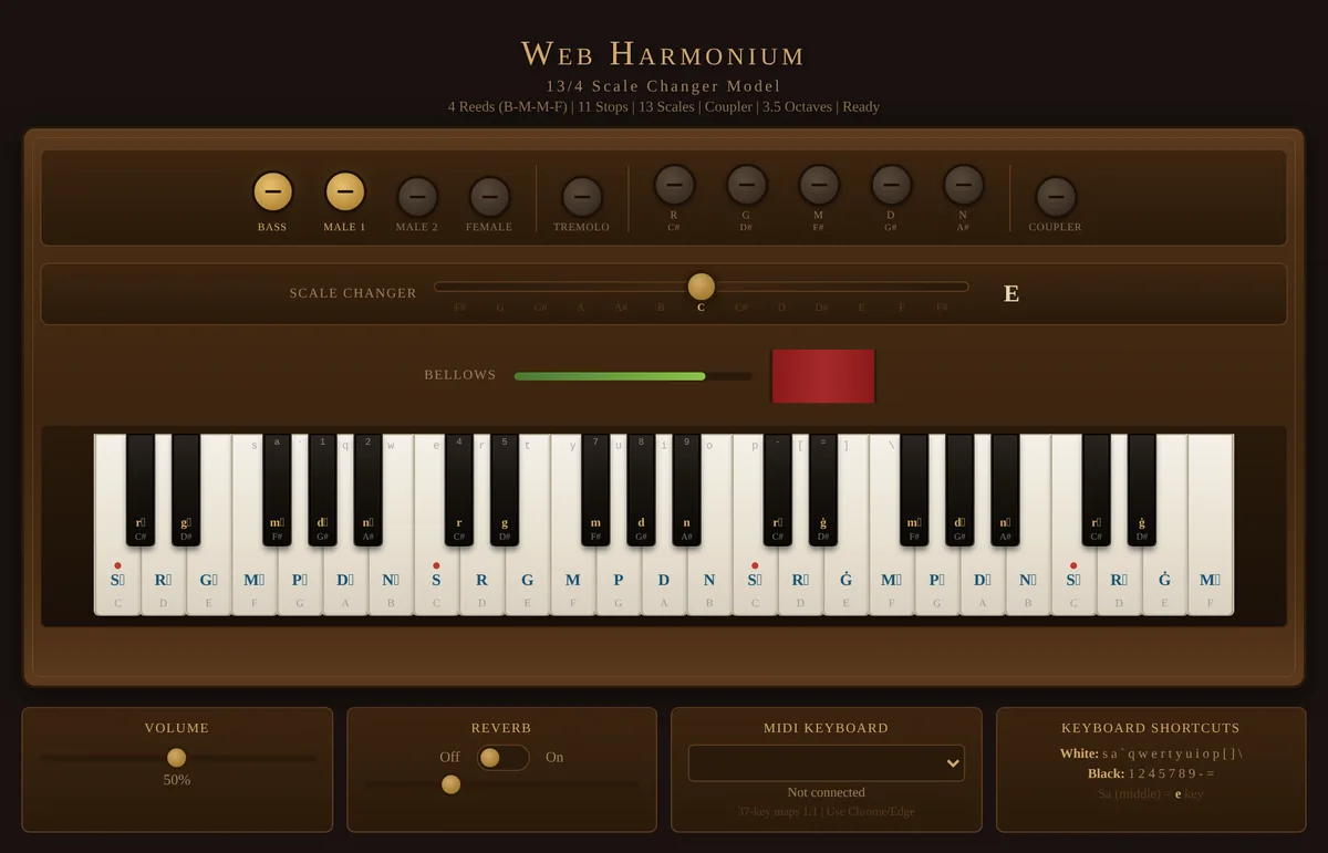 The Web Harmonium interface